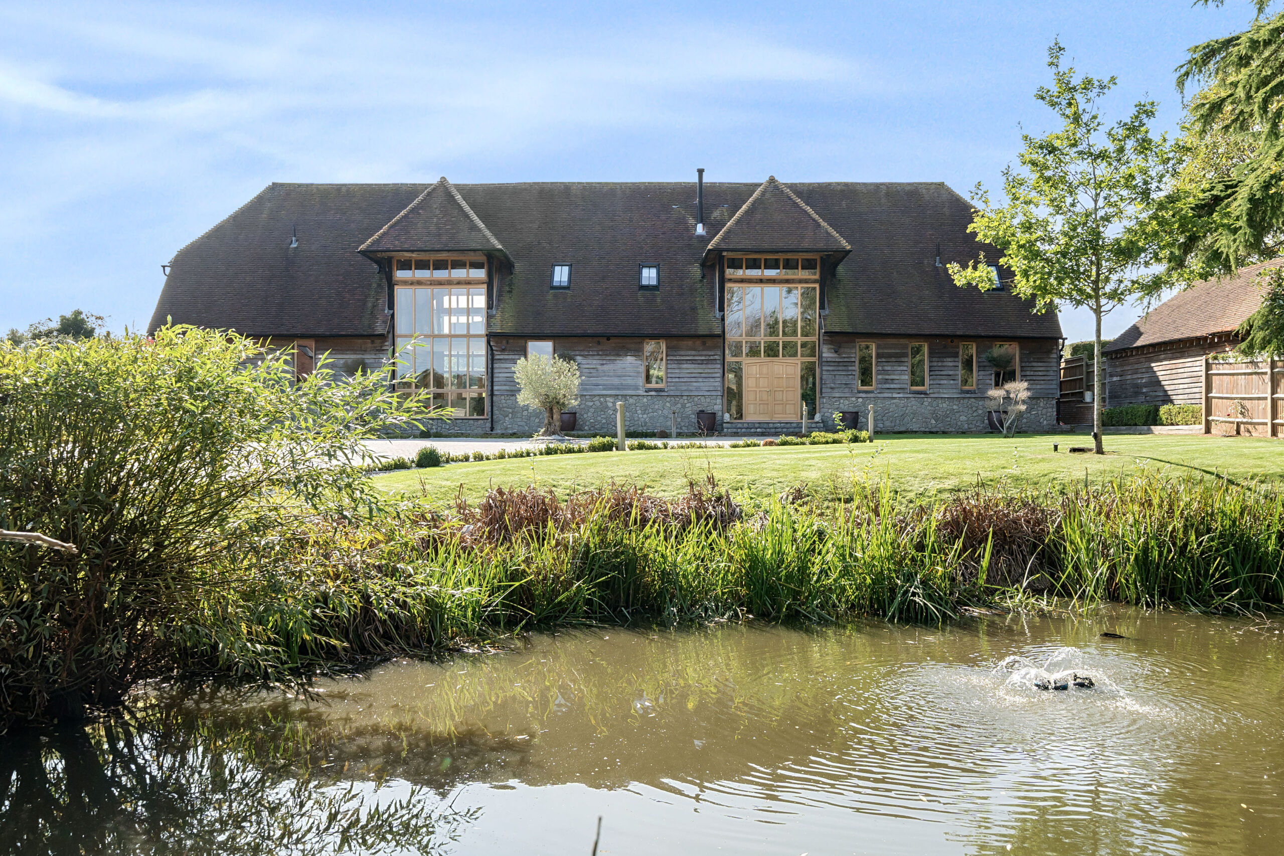 Pond and front
